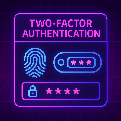 Two-factor authentication interface with vaporwave styling showing security verification process