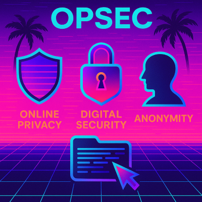 OPSEC importance visualization with vaporwave aesthetics showing digital security concepts